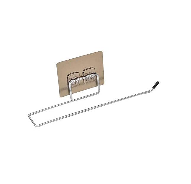 LOCANS Self Adhesive Stainless Steel Wall Mount Sticker Towel Holder Kitchen Napkin Ring Toilet Paper Roll Holder Tissue Paper Holder Towel Bar Rod Hanging Towel Rack for Kitchen Bathroom - Image 1