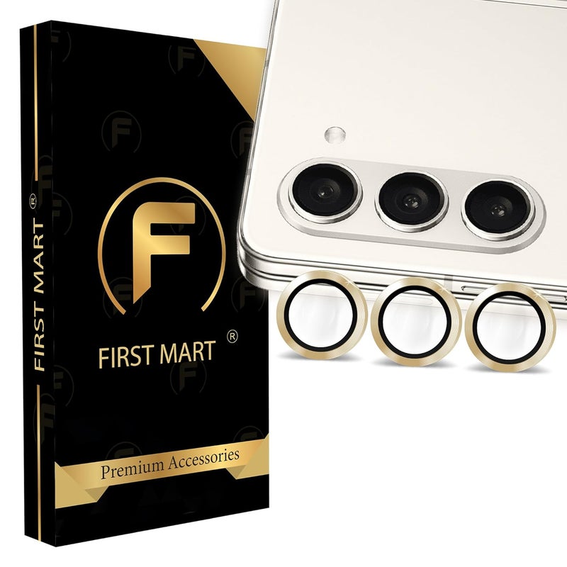 FIRST MART Camera Lens Protector for Samsung Galaxy Z Fold 5 (7.6 Inches) Tough HD Individual Aluminum Alloy Lens Rings Cover, Scratch Resistant, Thin Lens Protection| Gold, 1 Pack - Image 1