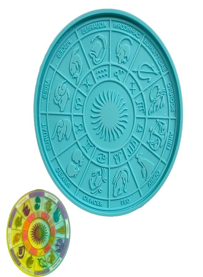 Smays Silicone Resin Coaster Mold - Round Constellation Zodiac Design for Rune/Sun/Star Sign Crafts - Image 1