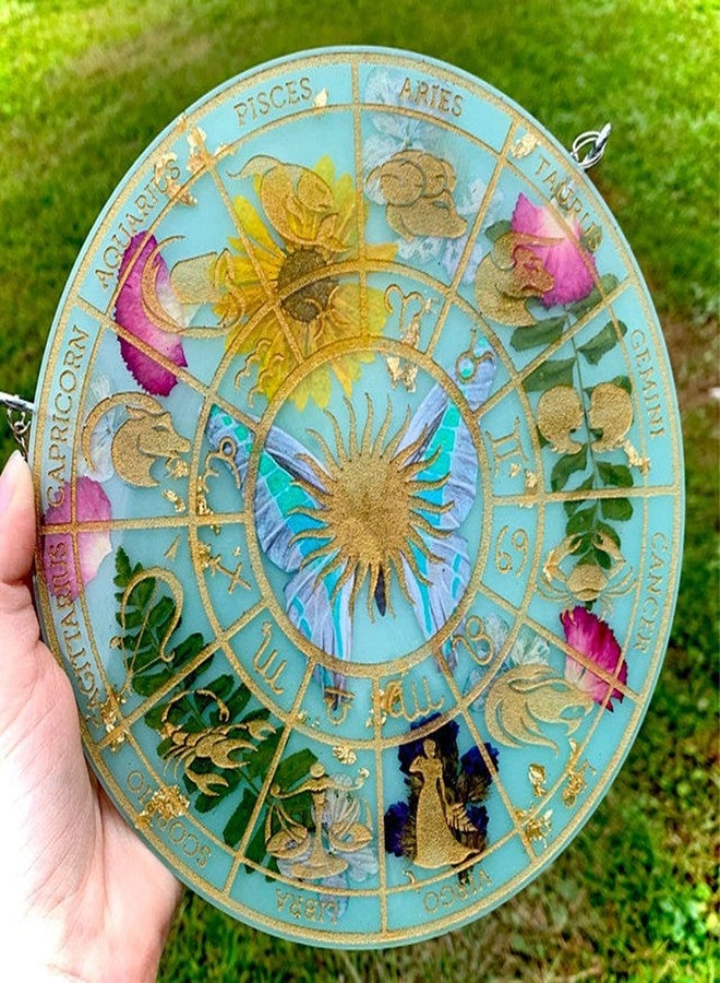 Smays Silicone Resin Coaster Mold - Round Constellation Zodiac Design for Rune/Sun/Star Sign Crafts - Image 3