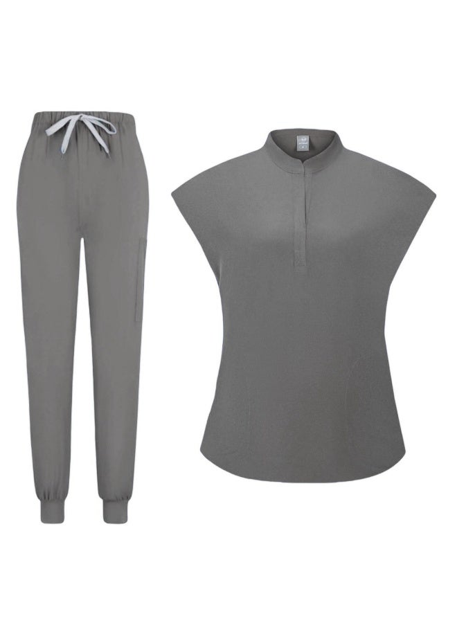 Loquat Womens Medical Scrubs Set Medical Uniform Set Gray - Image 1