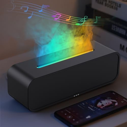 YALEDI Essential Oil Diffuser Flame Fire Oil Diffuser 250ml Cool Mist Aromatherapy Humidifier Scent Aroma Diffuser with 7 Colors Light Remote Control Timer AutoOff for Home Room Black - Image 1