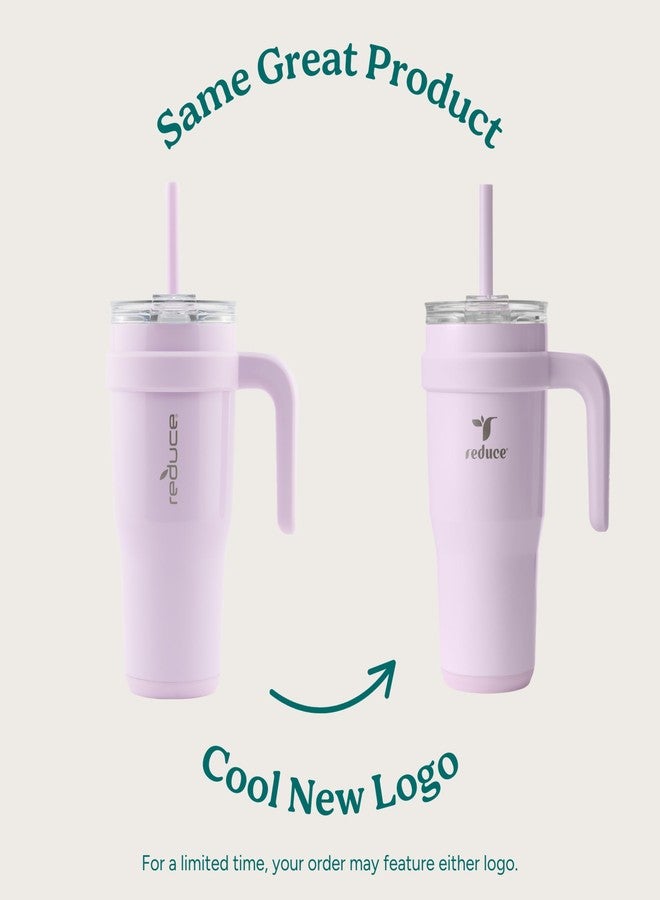 REDUCE 24 oz Stainless Steel Tumbler with Handle - Dual-Wall Vacuum Insulated Travel Mug, Sweat-Proof Lid & Reusable Straw - Keeps Drinks Cold for 24 Hrs, Fits Cupholders, Dishwasher Safe - Lilac Bud - Image 2