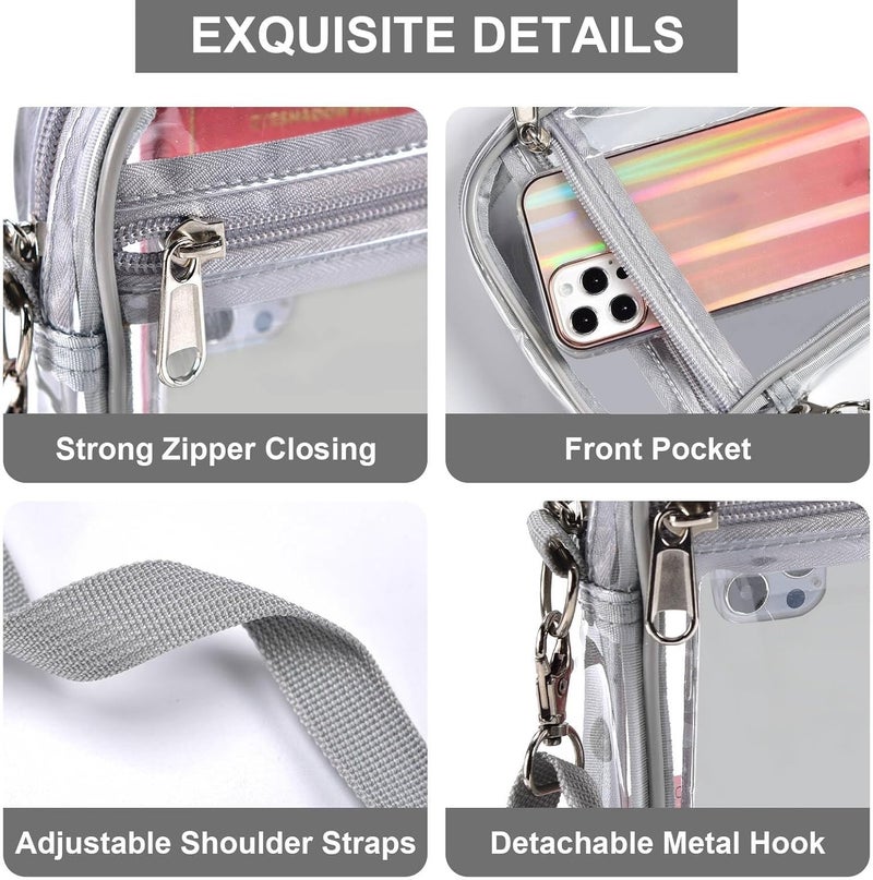 Fibrdoo Clear Crossbody Purse Bag, Clear Bag Stadium Approved with Front Pocket for Concerts Sports Festivals - Image 2