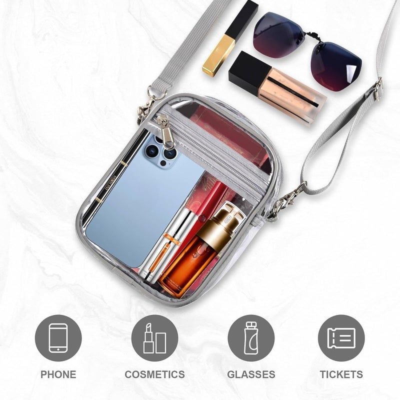 Fibrdoo Clear Crossbody Purse Bag, Clear Bag Stadium Approved with Front Pocket for Concerts Sports Festivals - Image 3