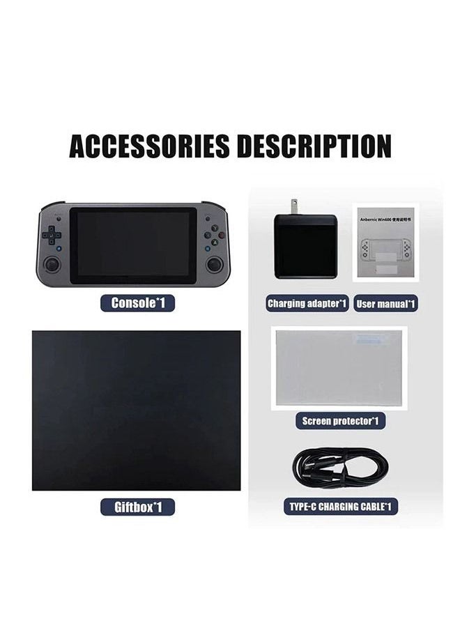 Generic - ANBERNIC WIN600 Video Handheld PC Game Console Window 10 Edition 8G DDR4 with 256G - Black - Image 1