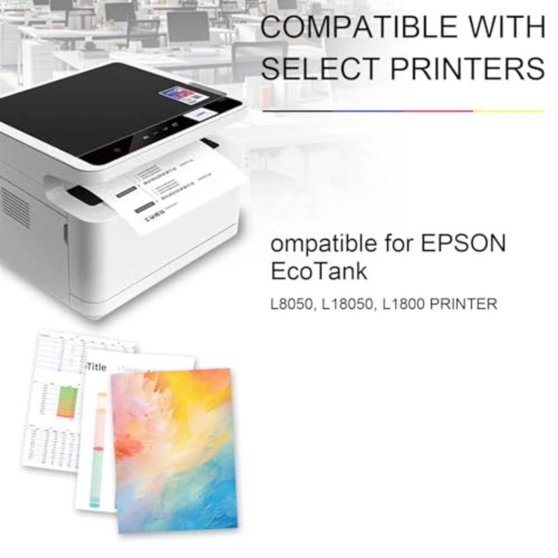 6 Packs 108 Ink Refill Bottles Multipack 108 Compatible for EPSON 108 Bottled Ink Work with EcoTank L8050, L18050, L1800 Printer 6-Color - Image 2