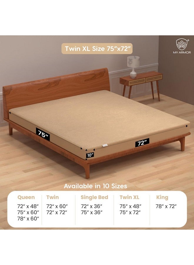 MY ARMOR MY ARMOR Premium Ultra Soft Cotton Mattress Protector/Bed Protector | 100% Waterproof, Breathable, 2 Layer Protection | Washable, Hypoallergenic | Elastic Skirting | Beige, Twin XL Size [75" x 72"] - Image 3