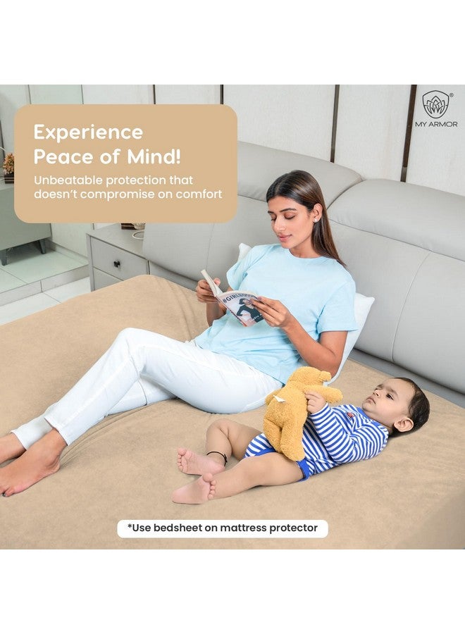 MY ARMOR MY ARMOR Premium Ultra Soft Cotton Mattress Protector/Bed Protector | 100% Waterproof, Breathable, 2 Layer Protection | Washable, Hypoallergenic | Elastic Skirting | Beige, Twin XL Size [75" x 72"] - Image 5