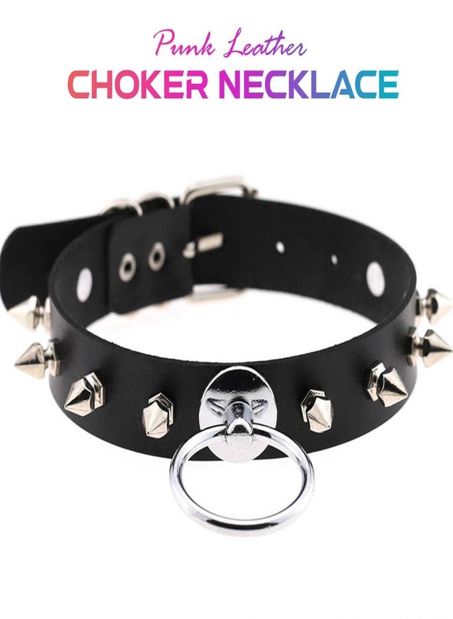 CLOACE Punk Leather Chokers Necklace Black Gothic Collar Necklaces with Spikes Halloween Costume Jewelry Accessories for Women(A-Spike) - Image 2