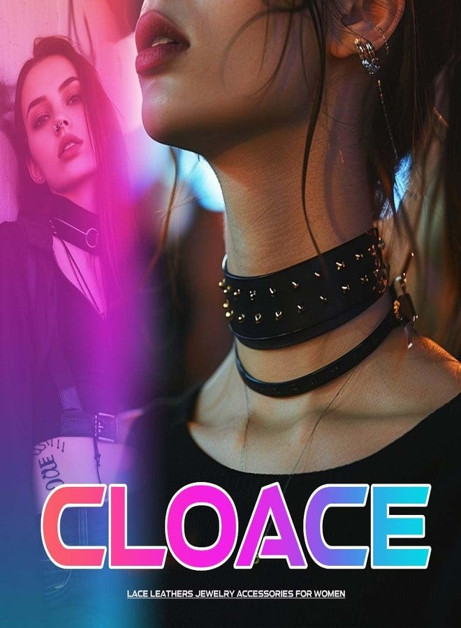CLOACE Punk Leather Chokers Necklace Black Gothic Collar Necklaces with Spikes Halloween Costume Jewelry Accessories for Women(A-Spike) - Image 3