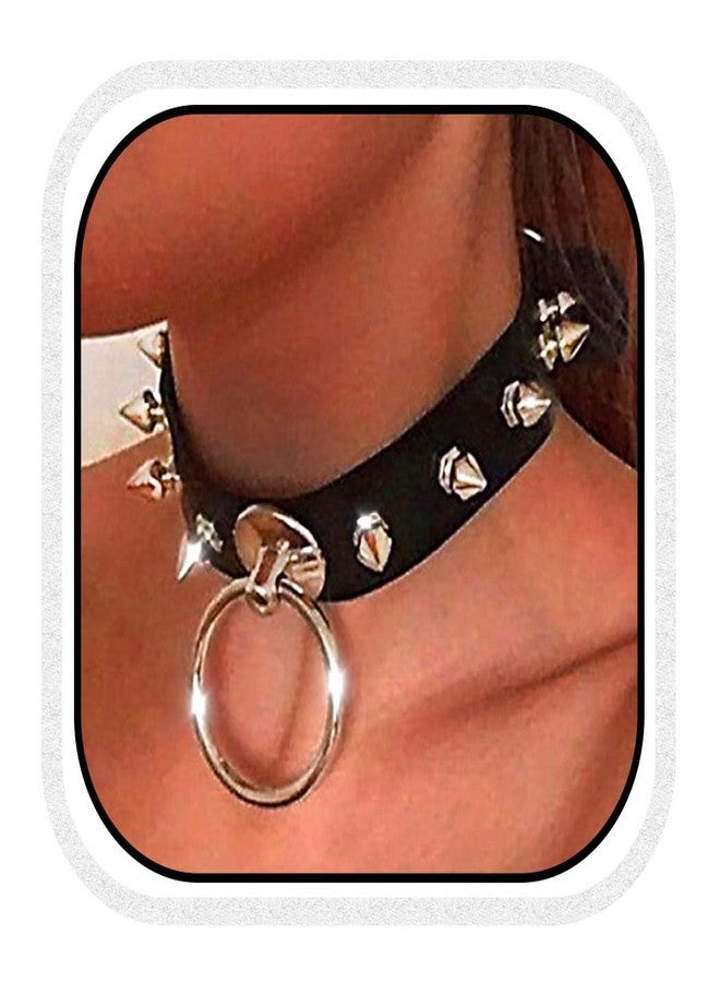 CLOACE Punk Leather Chokers Necklace Black Gothic Collar Necklaces with Spikes Halloween Costume Jewelry Accessories for Women(A-Spike) - Image 1