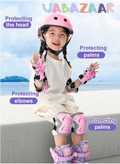 URbazaar 7 PCS Kids Helmet Adjustable Protective Gear Set with Elbow Knee Wrist Pads for Multi-Sports Skateboarding Bike Riding Scooter Inline skatings Longboard Roller Skate  - Image 5