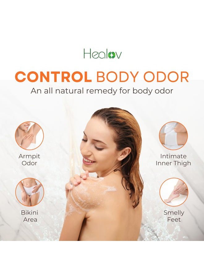 Healov Persimmon Body Wash for Body Odor Control – Purifying Deodorizing Soap for Eliminating Odor – Underarms, Intimate Inner Thigh, Bikini Area, Smelly Feet – Natural Deodorant Soap, Kids Safe - Image 2