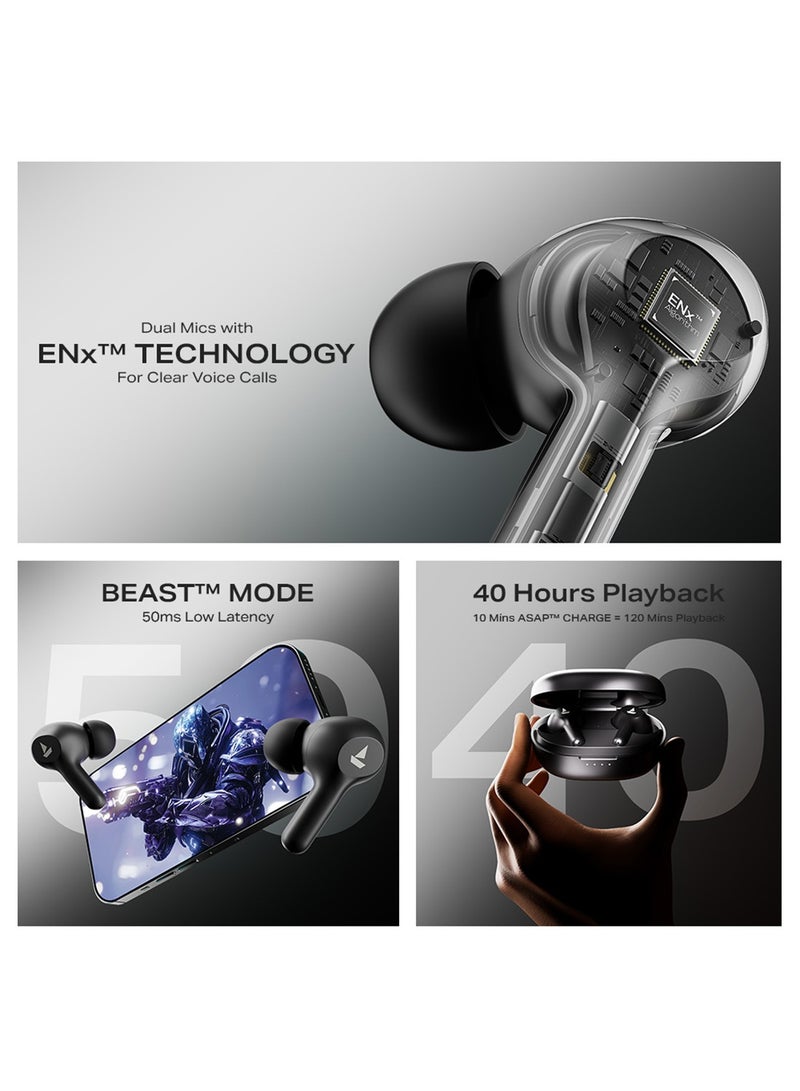 boAt Airdopes 71 Tws Earbuds With 40 Hours Playtime, Dual Mics With Enxtm, Asap Charge, Iwp, Beast Mode With 50 Ms Low Latency, Ipx4 & Pocketable Id Active Black - Image 2