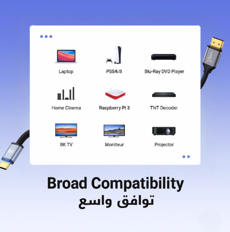 COMPIX HDMI 2.0 Cable 5M High-Speed 18Gbps, 4K@60Hz Ultra HD Gold-Plated HDMI Cable, Full HD 1080p, 3D Braided Cord for PS5/PS4 PlayStation Xbox Laptop PC TV Projector (Black) - Image 4