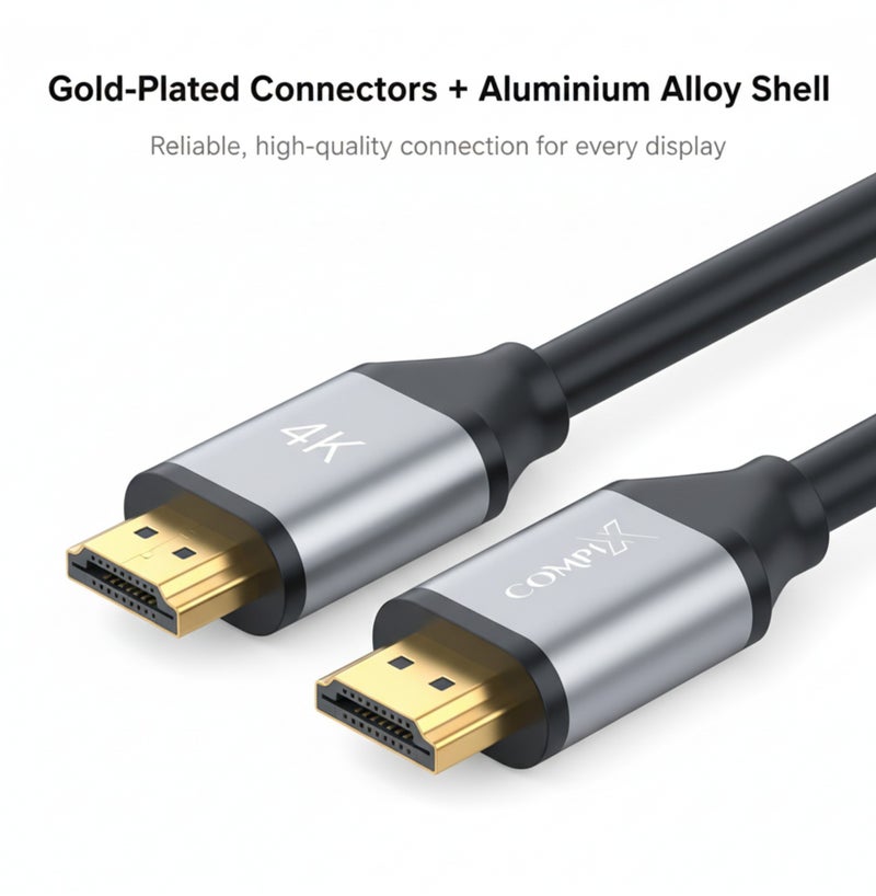 COMPIX HDMI 2.0 Cable 5M High-Speed 18Gbps, 4K@60Hz Ultra HD Gold-Plated HDMI Cable, Full HD 1080p, 3D Braided Cord for PS5/PS4 PlayStation Xbox Laptop PC TV Projector (Black) - Image 2