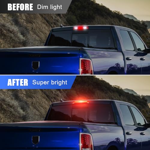 SUPAREE LED Third Brake Light Smoked Lens fit for 2009 2010 2011 2012 2013 2014 2015 2016 2017 D-odge Ram 1500 2500 3500, 3rd Brake Light Assembly Roof White Cargo Light Red High Mount Lamp - Image 3