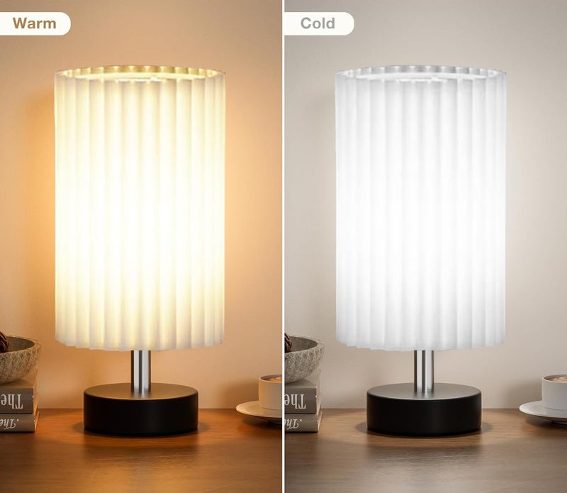 OTTOSEA Small Lamp Shades Set of 2 for Table Floor Lamps, 9.8"x6.1"x6.1" Drum Lamp Shades, Pleated Lamp Shade, Linen Round Lampshades, White Barrel Lamp Shade, Medium Lamp Shade for Modern Interiors - Image 5