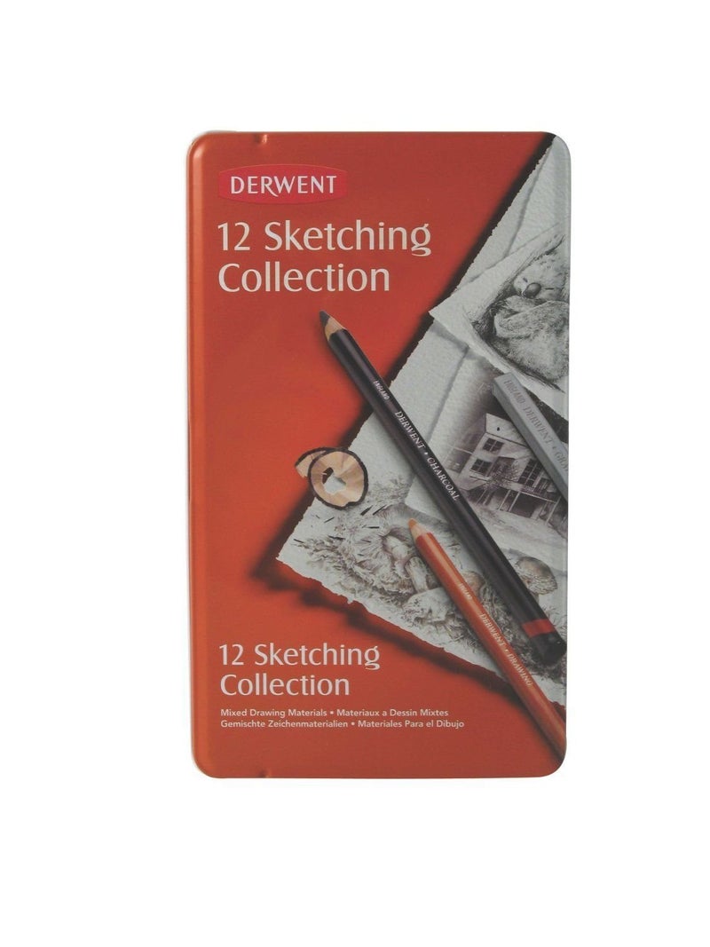 Derwent Sketching Pencil Mixed Media Collection Tin, Professional Quality Mixed Media Sketching Pencils - 34305 (Set Of 12), White - Image 2