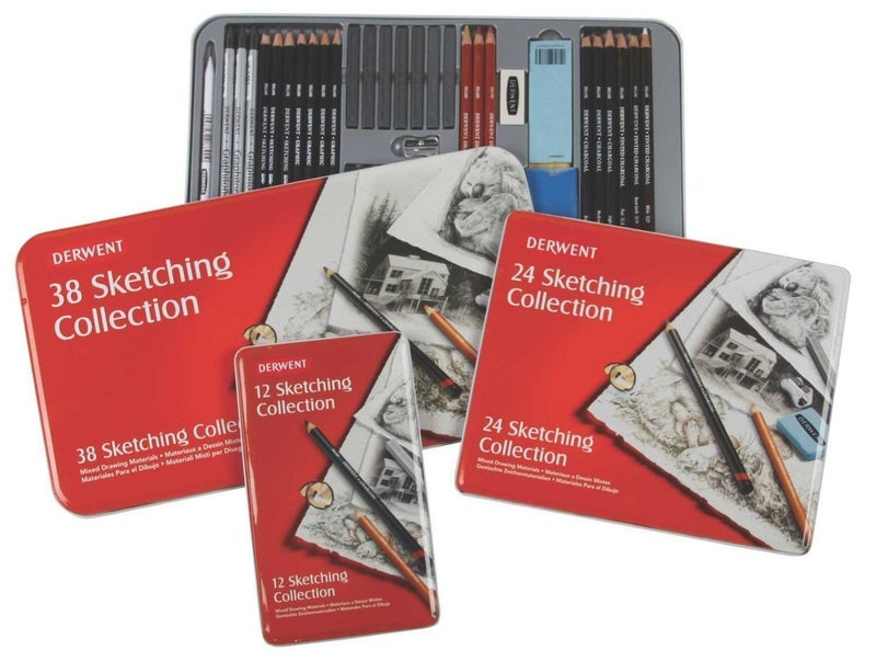 Derwent Sketching Pencil Mixed Media Collection Tin, Professional Quality Mixed Media Sketching Pencils - 34305 (Set Of 12), White - Image 3