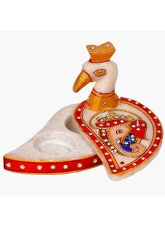 R&M RM Kundan Work Marble Peacock Roli Sindoor Vase/Mayur chopada Home Decoration Kumkum Box Rameshwaram Marble®  - Image 1