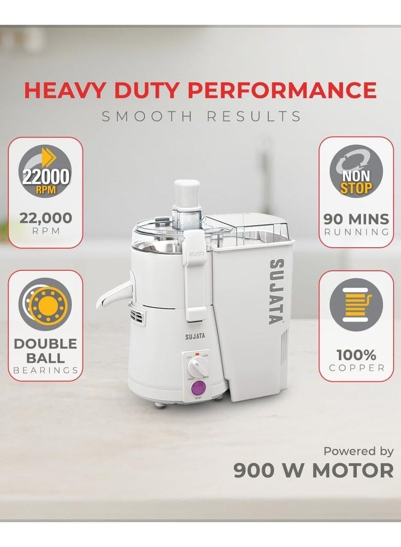 Sujata Powermatic Plus Juicer Mixer Grinder|900 Watts Double Ball Bearing Motor|22000 RPM|Non-Stop 90 Mins Running|2 Jars including 1750ml Blender, 1000ml Grinder Jar| (White) - Image 5