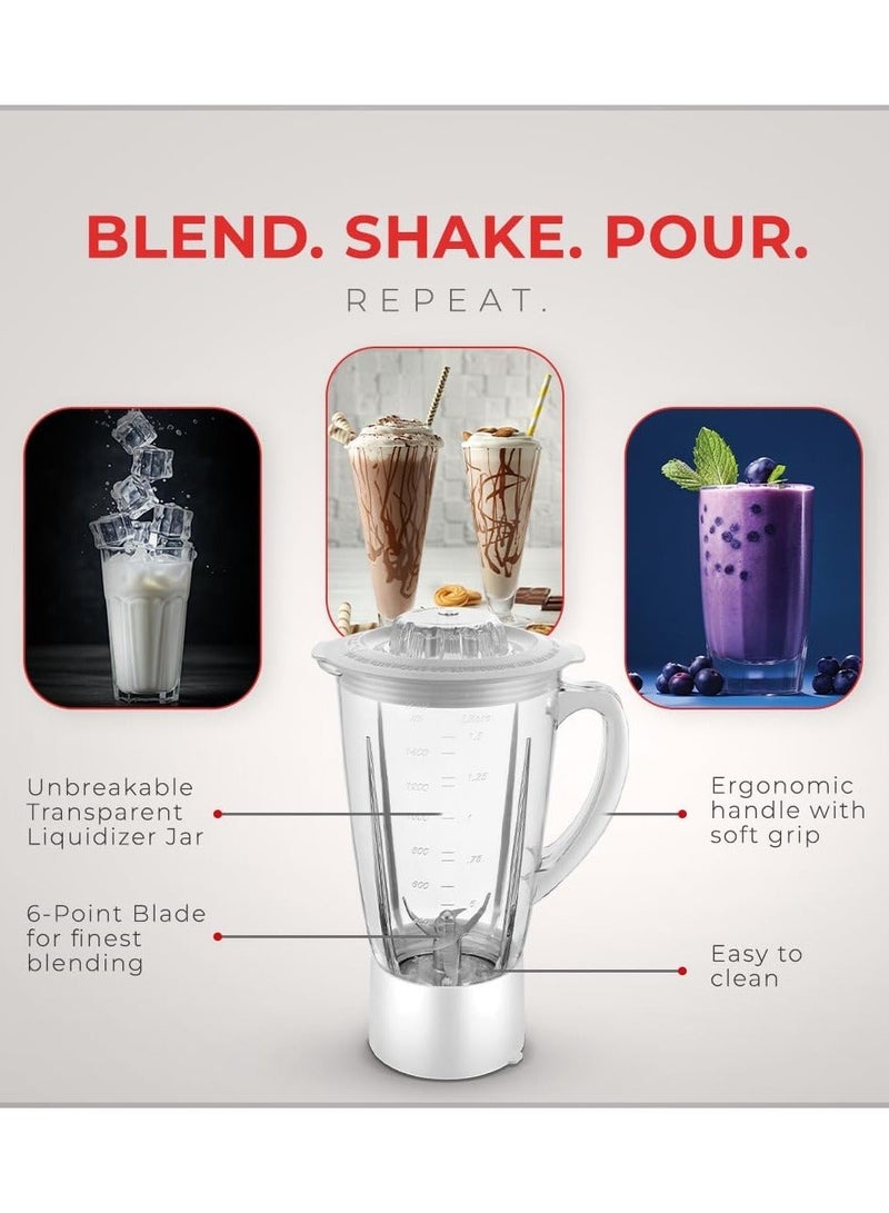 Sujata Powermatic Plus Juicer Mixer Grinder|900 Watts Double Ball Bearing Motor|22000 RPM|Non-Stop 90 Mins Running|2 Jars including 1750ml Blender, 1000ml Grinder Jar| (White) - Image 3