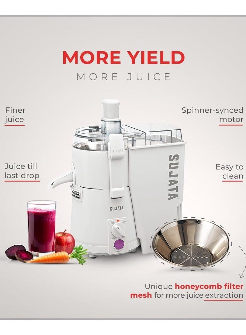 Sujata Powermatic Plus Juicer Mixer Grinder|900 Watts Double Ball Bearing Motor|22000 RPM|Non-Stop 90 Mins Running|2 Jars including 1750ml Blender, 1000ml Grinder Jar| (White) - Image 4