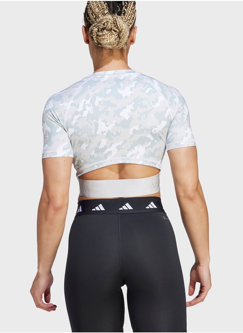 Techfit Camo Print Crop Training T-Shirt