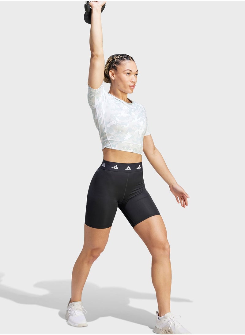 Techfit Camo Print Crop Training T-Shirt