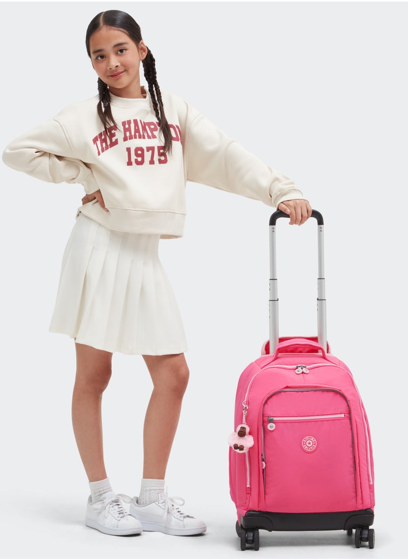 kipling New Zea Large Wheeled Kids School Backpack with Laptop Protection Happy Pink C  - Image 3