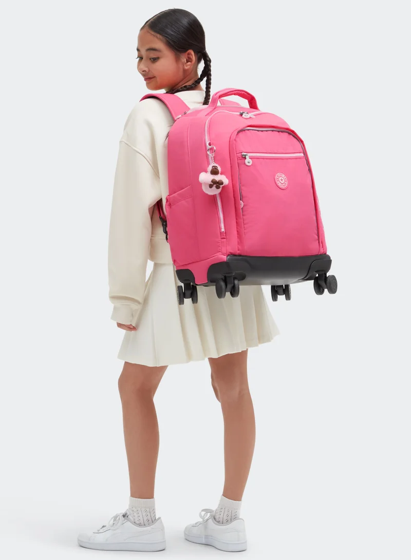 Kipling New Zea Large Wheeled Kids School Backpack with Laptop Protection Happy Pink C