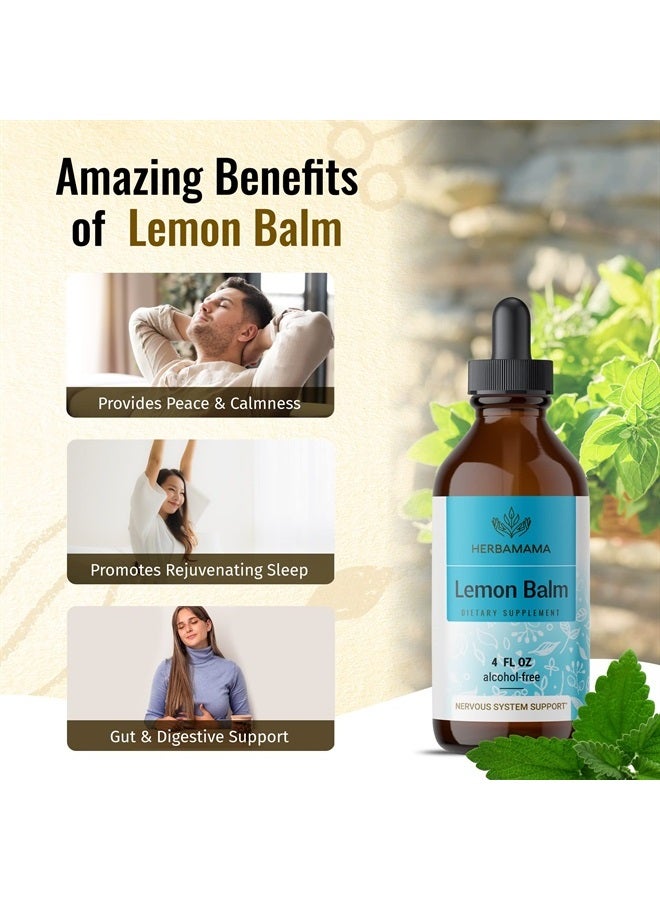 HERBAMAMA Lemon Balm Tincture - Organic Lemon Balm Herb Drops - Melissa Officinalis Liquid Extract - Vegan, Alcohol-Free - 4 fl oz - Image 4