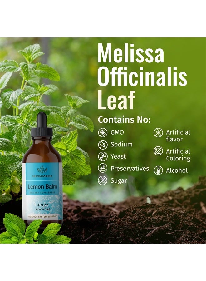 HERBAMAMA Lemon Balm Tincture - Organic Lemon Balm Herb Drops - Melissa Officinalis Liquid Extract - Vegan, Alcohol-Free - 4 fl oz - Image 5