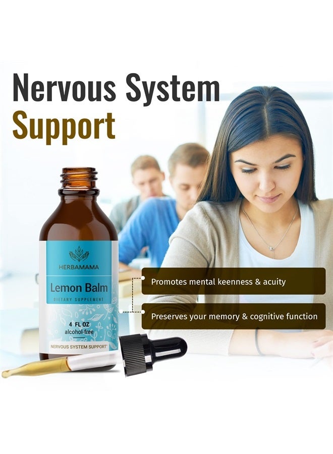 HERBAMAMA Lemon Balm Tincture - Organic Lemon Balm Herb Drops - Melissa Officinalis Liquid Extract - Vegan, Alcohol-Free - 4 fl oz - Image 3