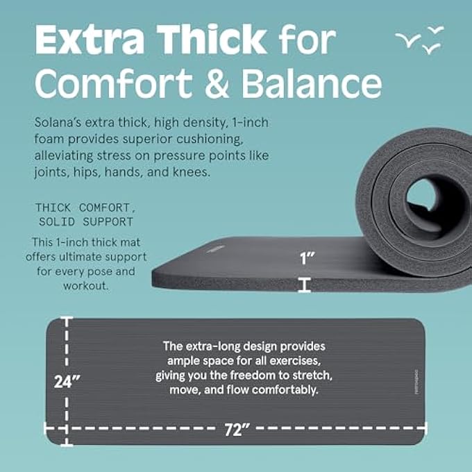 Retrospec Solana Yoga Mat 1/2" Thick W/Nylon Strap For Men & Women - Non Slip Exercise Mat For Yoga, Pilates, Stretching, Floor & Fitness Workouts - Image 4