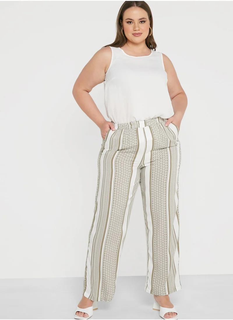 Only Carmakoma Wide Leg Printed Pants