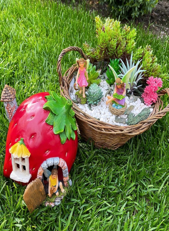 Mood Lab Fairy Garden - Fairy Strawberry House Set of 4 pcs - Miniature Figurines & Accessories - Outdoor or House Decor - Image 3