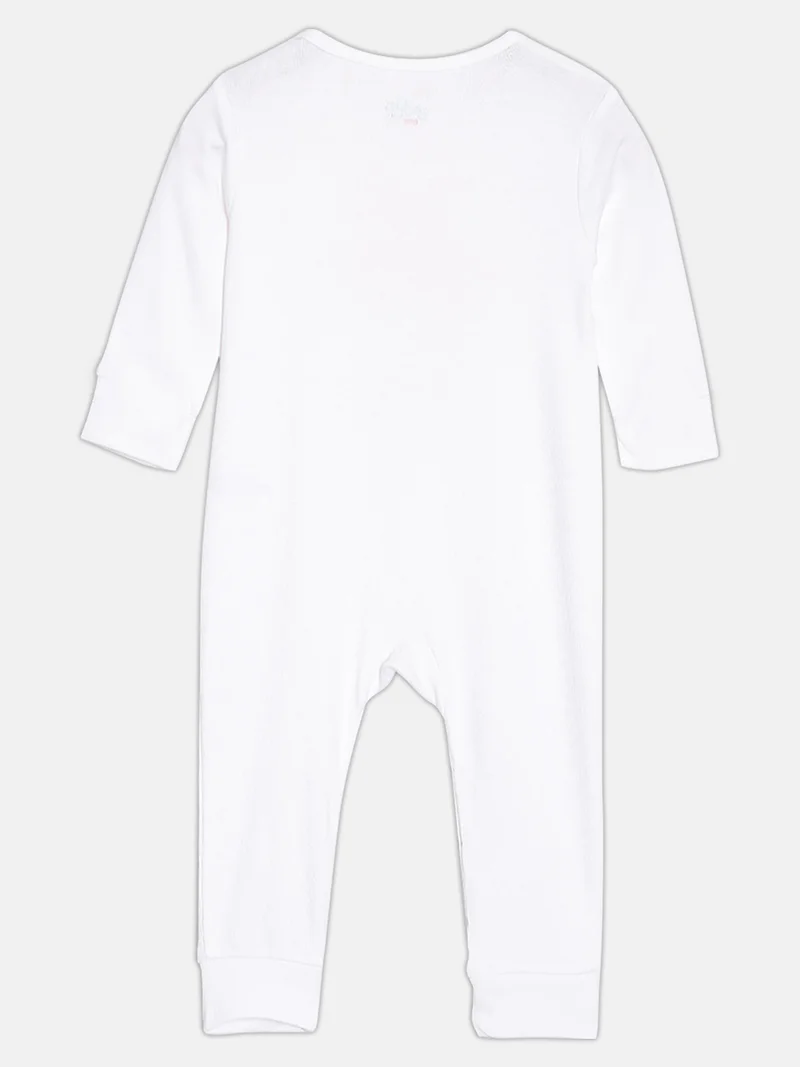 Broon Broon Infant Boys White and Sea Blue Printed Organic Cotton Sleepsuit Pack of 2