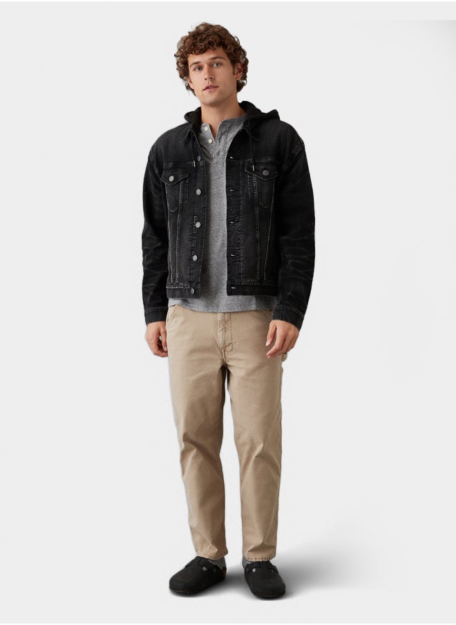 American Eagle - AE Hooded Denim Trucker Jacket - Image 1