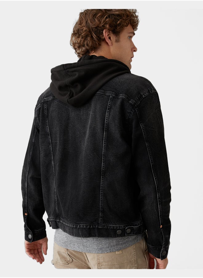 American Eagle - AE Hooded Denim Trucker Jacket - Image 1