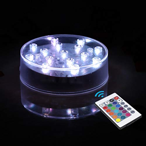 LARDUX Rechargeable LED Light Base with Remote - 4 Inches Round LED Light Display Pedestal Multicolor Light for Vase Crystal Art Home Party Table Wedding Centerpiece Decoration - Image 1