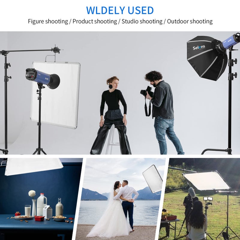 Selens 30"x35" Light Reflector Flag with Frame, 5-in-1 Cover Cloth and Diffuser Gold & Silver, Black & White for Studio Photography Lighting - Image 3