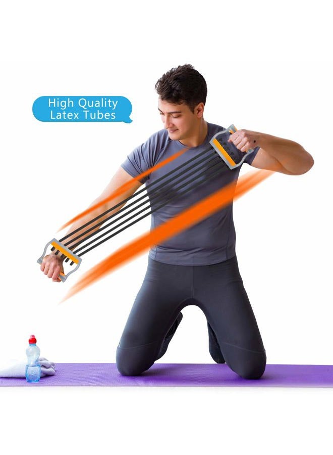 TOCO FREIDO (125lbs) - Chest Expander, 5 Tubes Ajustable Arm Strength Trainer, Exercise Resistance Bands for Home Fitness Muscle Training (60kg) - Image 5