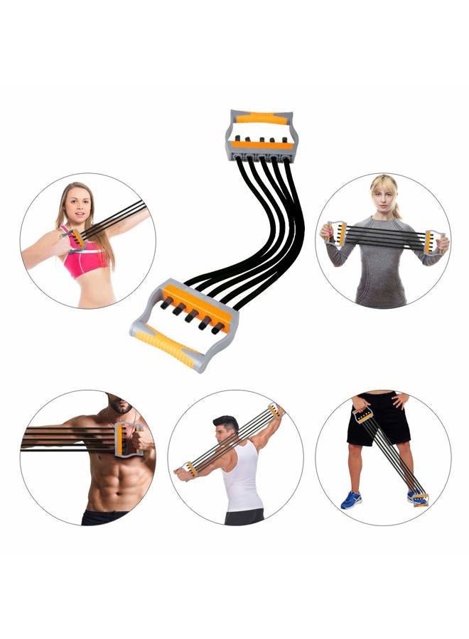 TOCO FREIDO (125lbs) - Chest Expander, 5 Tubes Ajustable Arm Strength Trainer, Exercise Resistance Bands for Home Fitness Muscle Training (60kg) - Image 4