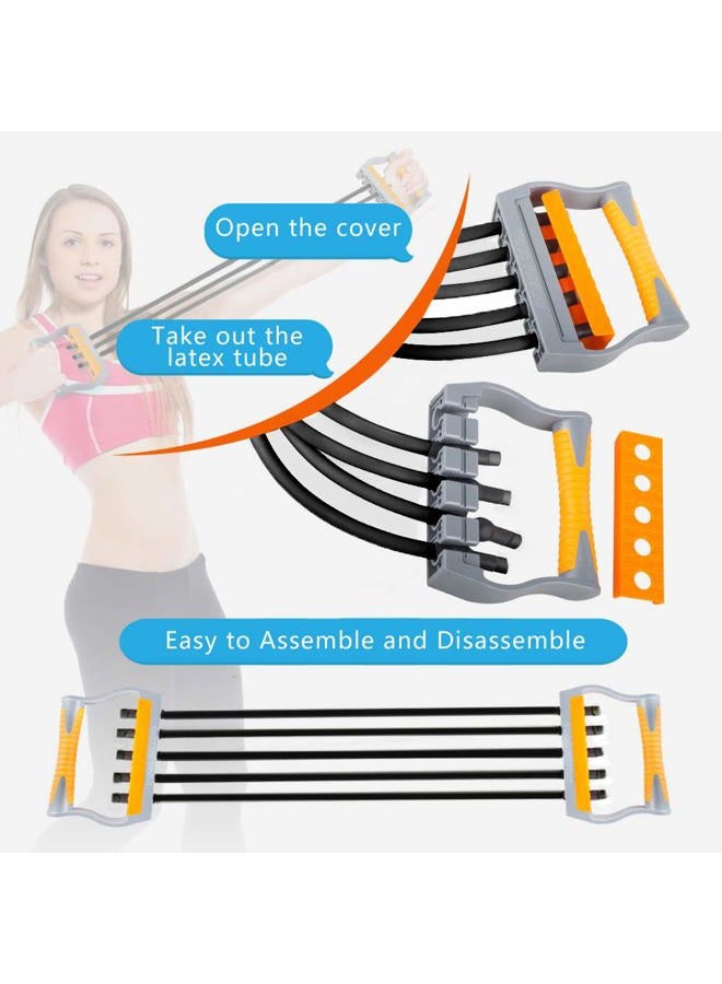 TOCO FREIDO (125lbs) - Chest Expander, 5 Tubes Ajustable Arm Strength Trainer, Exercise Resistance Bands for Home Fitness Muscle Training (60kg) - Image 3