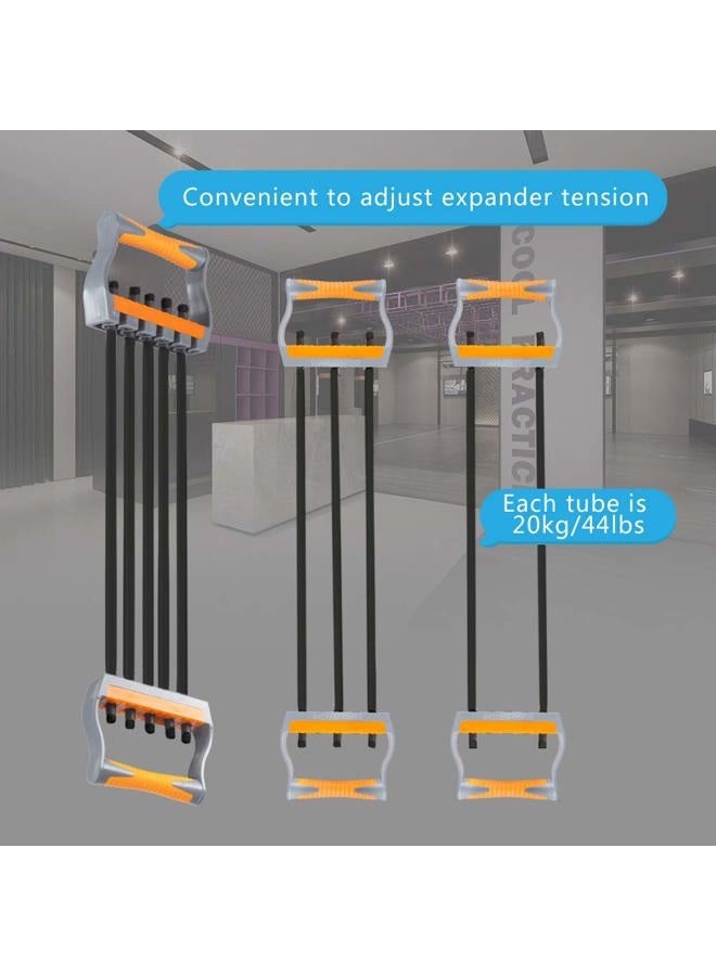 TOCO FREIDO (125lbs) - Chest Expander, 5 Tubes Ajustable Arm Strength Trainer, Exercise Resistance Bands for Home Fitness Muscle Training (60kg) - Image 2