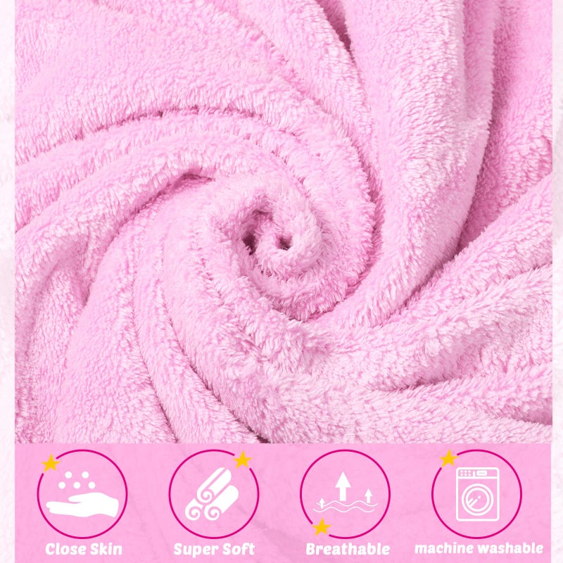 Reginary 4 Pack Baby Hooded Towels Coral Fleece Baby Bath Towels 30 x 30 Inch Soft Absorbent Hooded Bath Blanket for Newborn Toddler Infant Boy Girl Shower Gift Supplies (White, Pink) - Image 3