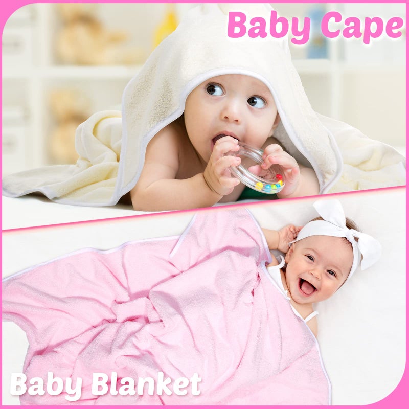 Reginary 4 Pack Baby Hooded Towels Coral Fleece Baby Bath Towels 30 x 30 Inch Soft Absorbent Hooded Bath Blanket for Newborn Toddler Infant Boy Girl Shower Gift Supplies (White, Pink) - Image 5